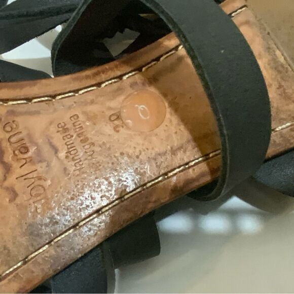 Sibyl Vane black flat  Leather Sandal w Ankle Ties 39 - Picture 5 of 9